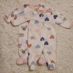 Pack of 2 Thick Footed Pajamas for Baby Girl